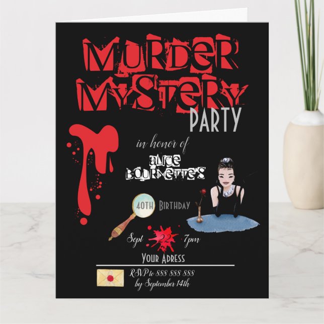 Bloody WhoDunIt Escape Zimmer Einladung Postkarte (Vorderseite)