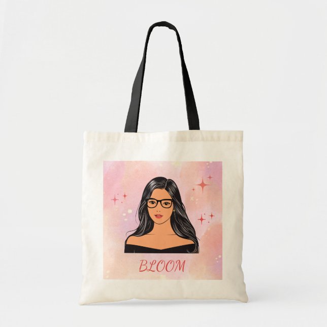Bloom Aesthetic Girl Tote Bag Tragetasche (Vorne)