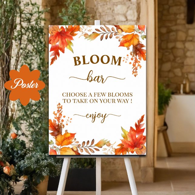 Bloom Bar Herbst Boho Blumen Hochzeitsdusche Poster (Von Creator hochgeladen)