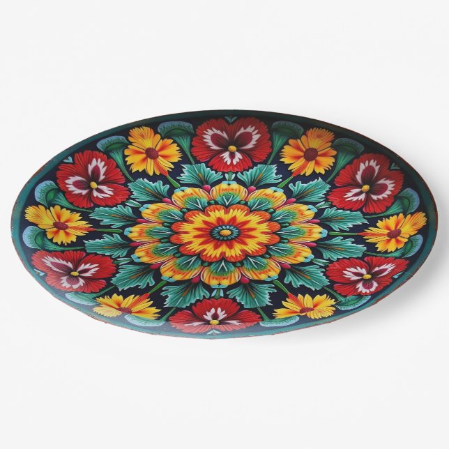 💀 🎉 Bloom Before Doom Día de los Muertos Pappteller (Schrägansicht)