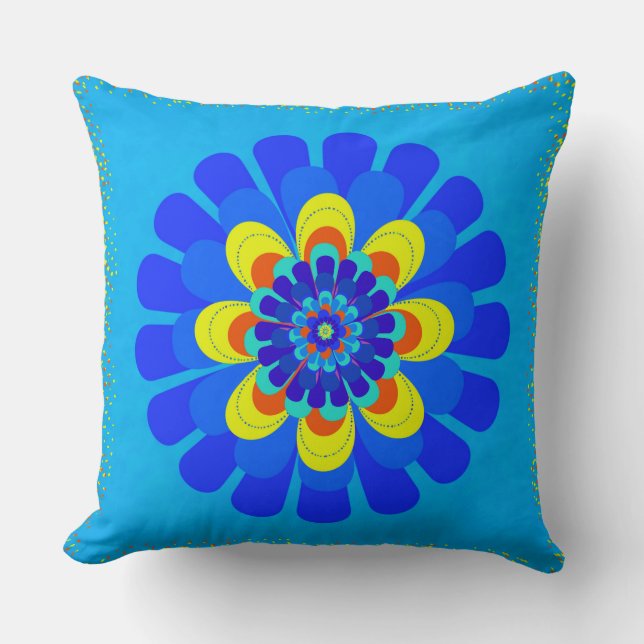 Bloom Blue Kissen (Vorderseite)