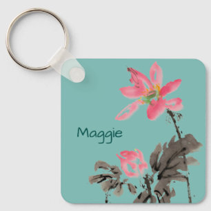 Bloom-Blume Positives Zitat Personalisierter Name  Schlüsselanhänger