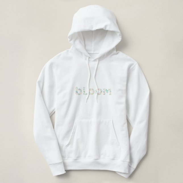 “BLOOM Botanical Letter Art – Nature Inspired Word Hoodie (Design vorne)