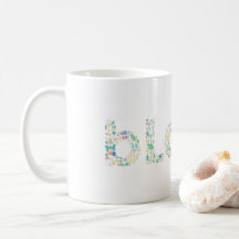 “BLOOM Botanical Letter Mug – Minimal Nature Typog