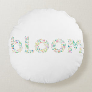 „BLOOM Botanisches Buchstaben-Kissen“ Rundes Kissen