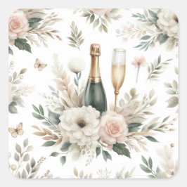 Bloom & Bubbles Feier-Sticker Quadratischer Aufkleber