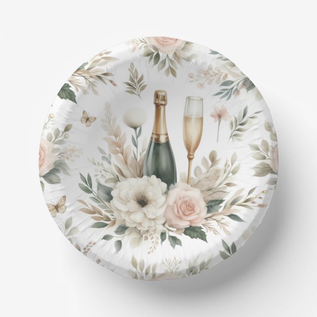 Bloom & Bubbles-Papier-Schalen Pappteller (Vorderseite)