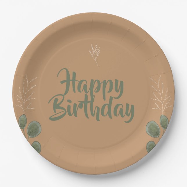 Bloom & Celebrate Floral Happy Birthday Pappteller (Vorderseite)