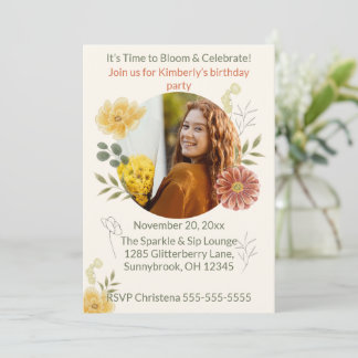 Bloom & Celebrate Florale Geburtstagsfeier-Einladu Einladung