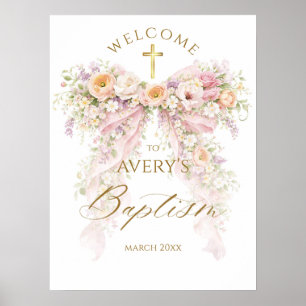 Bloom Florales Mädchen-Taufband Poster