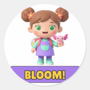 Bloom Girl Flower Buns Die-Cut Vinyl Aufkleber