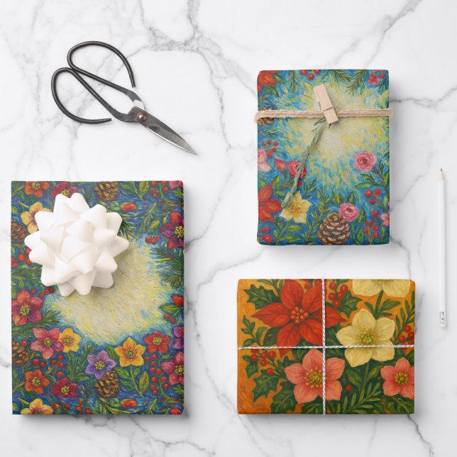 Bloom in Christmas Wrap Geschenkpapier Set (Vorderseite)
