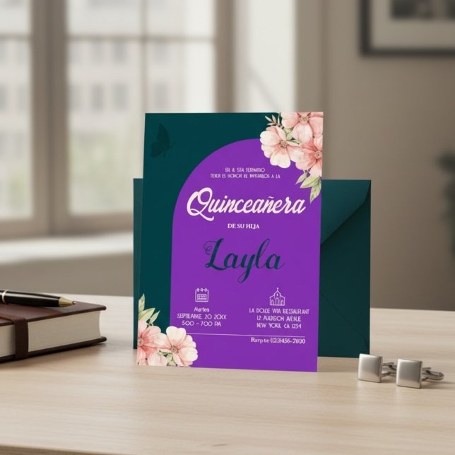 Bloom in Quinceañera! Boho Floral Mis Quince Einladung (Bloom into Quinceañera! Boho Floral Mis Quince Invitation)