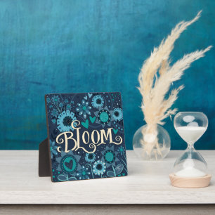Bloom Inspirational Herz Bloral Hübsch Blau Fotoplatte