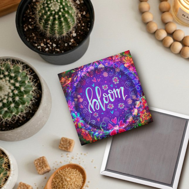 Bloom Lila floral Inspiration Trendy Fun Magnet (Von Creator hochgeladen)