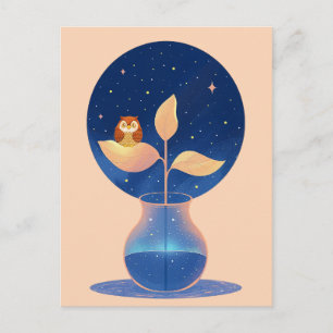Bloom Mystic Night Owl Garden Feiertagspostkarte