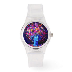 "Bloom of Eternity" - ein farbiges surreales Portr Armbanduhr