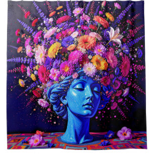 "Bloom of Eternity" - ein farbiges surreales Portr Duschvorhang