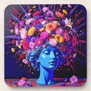 "Bloom of Eternity" - ein farbiges surreales Portr Getränkeuntersetzer