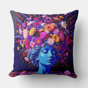 "Bloom of Eternity" - ein farbiges surreales Portr Kissen
