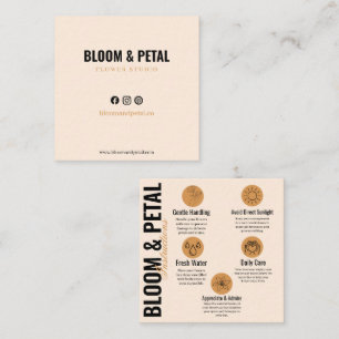 Bloom & Petal Minimalistische Blumenpflegekarte Quadratische Visitenkarte