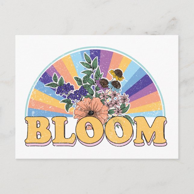 Bloom Retro Floral Postkarte (Vorderseite)