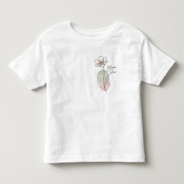 Bloom Slow Minimalist Floral Art Kleinkind T-shirt (Vorderseite)
