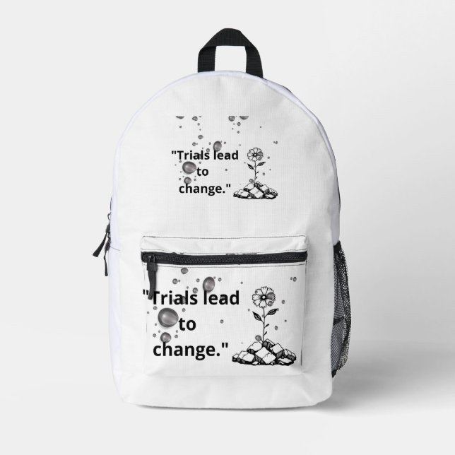 Bloom Through Trials – Strength from the Cracks Bedruckter Rucksack (Vorderseite)