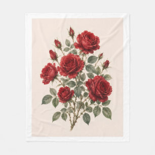 Bloom Where You Are Planted Vintage Rose Botanic Fleecedecke