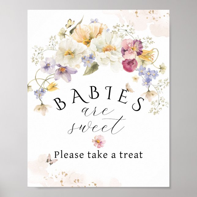 Bloom Wildblume Rustic Baby Dusche Süßes Leckerei Poster (Vorne)
