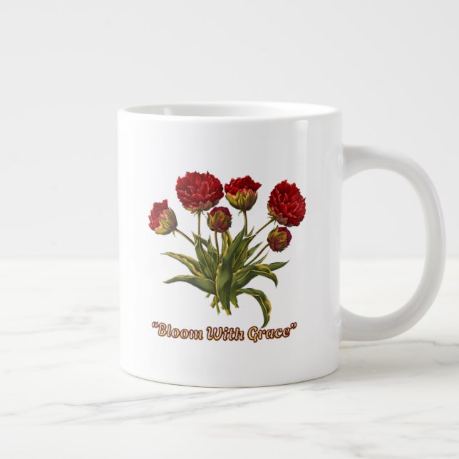 Bloom With Grace Floral | Elegant Botanical Quote Jumbo-Tasse (Rechts)