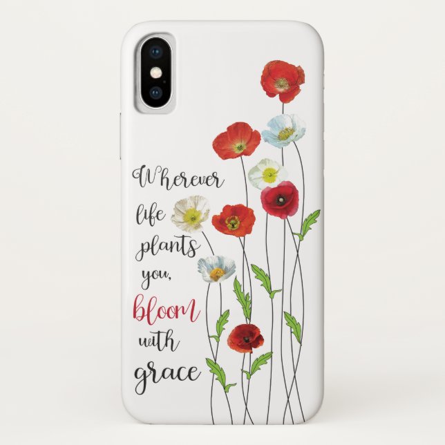 Bloom with grace-Poppy-Blume Poster-Geschenktasten Case-Mate iPhone Hülle (Rückseite)