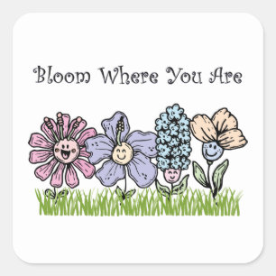 Bloom, wo du bist quadratischer aufkleber