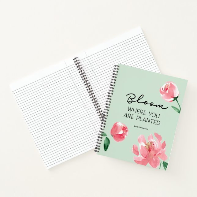 Bloom, wo Sie gepflanzt werden Aquarell Custom Notizbuch (Innenseite)
