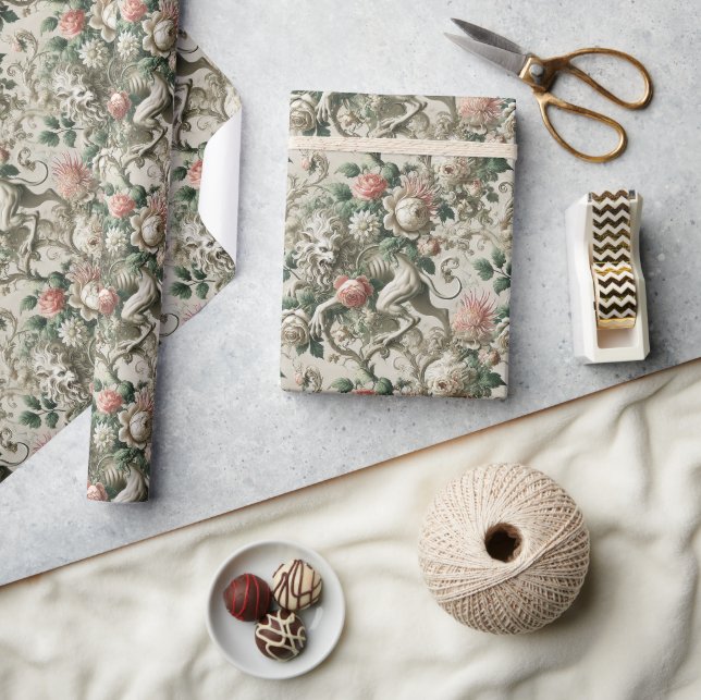 Bloombound Sentinel - Gothic Floral Design Geschenkpapier (Kunsthandwerk)