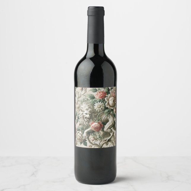 Bloombound Sentinel - Gothic Floral Design Weinetikett (Vorderseite)
