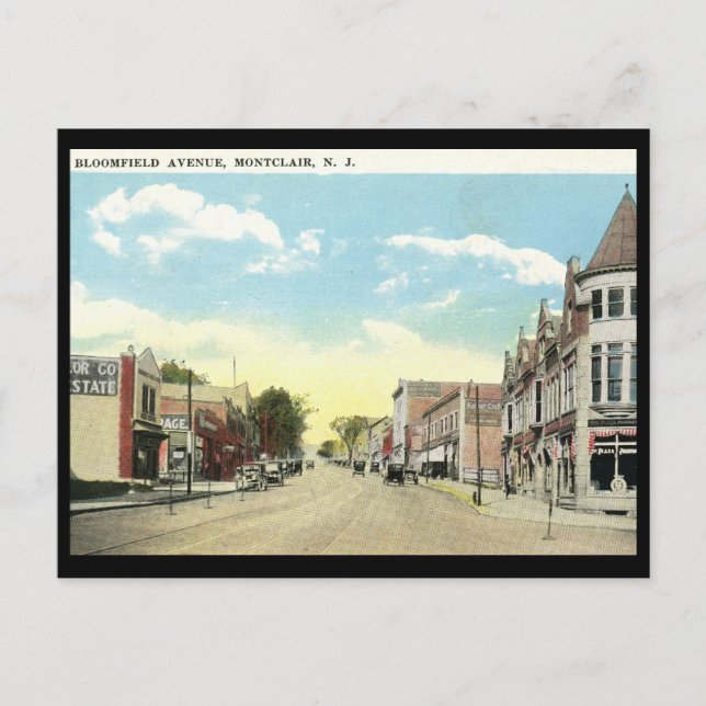 Bloomfield Ave, Montclair NJ Vintag Postkarte (Vorderseite)