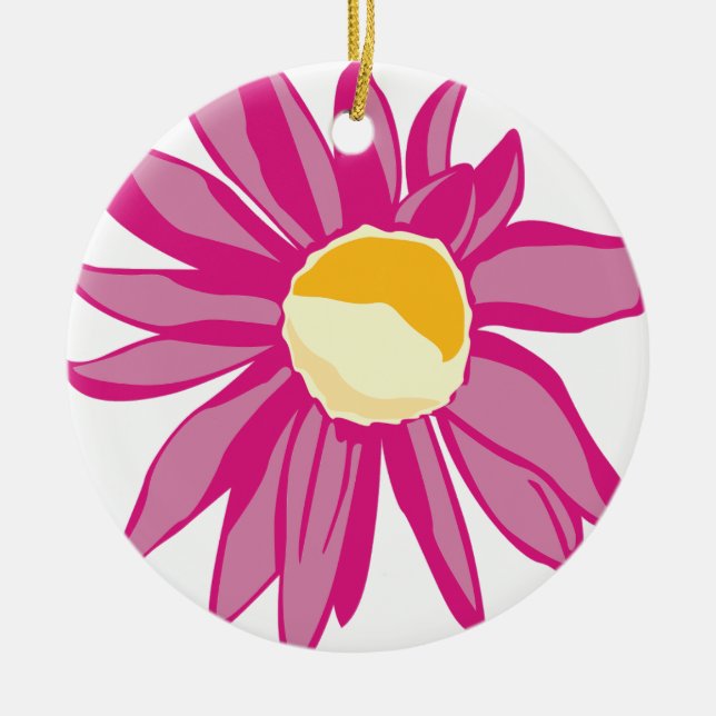 BLOOMIERENDER KONEFLOWER [1 heißes Rosa] Keramik Ornament (Vorne)