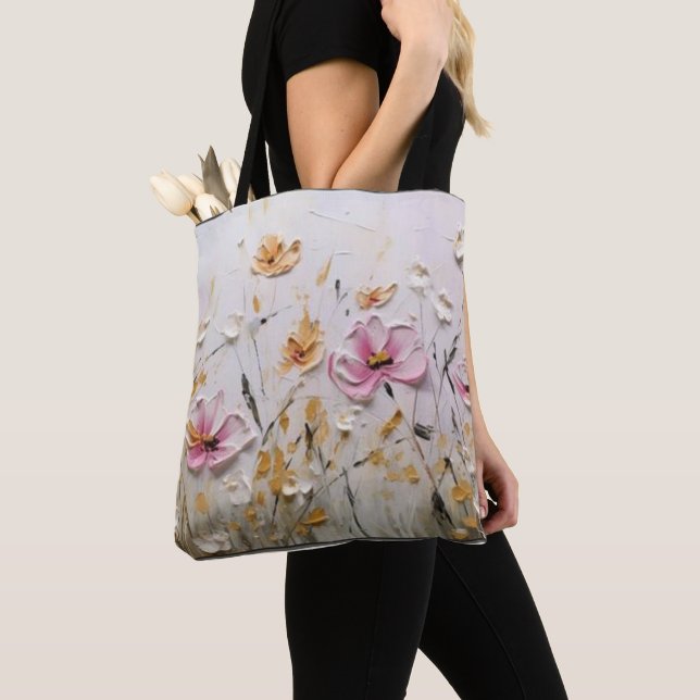 : Bloomin' Bold: Abstrakte rosa Blume Benutzerdefi Tasche (Von Nahem)