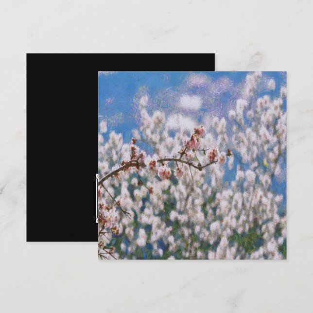 Blooming Almond Tree Pointillism Artwork Einladung (Vorne/Hinten)