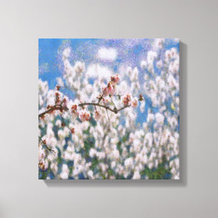 Blooming Almond Tree Pointillism Artwork Leinwanddruck