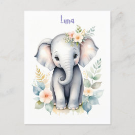 Blooming Baby Elephant Einladungspostkarte