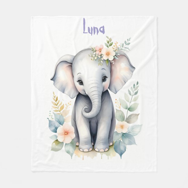 Blooming Baby Elephant Fleecedecke (Vorderseite)