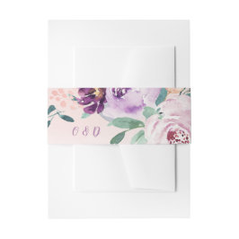 Blooming botanical lila floral weded monogramm einladungsbanderole