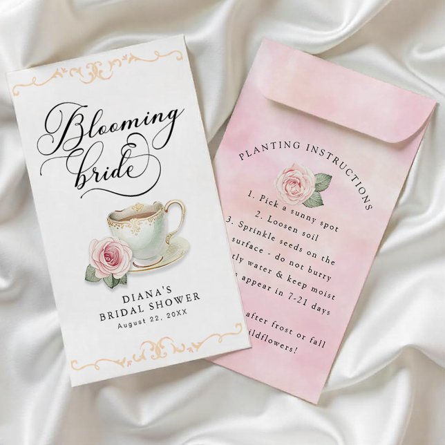 Blooming Bride Tea Party Seed Packet DIY Gefallen Flyer (Seed Packet DIY Favor)