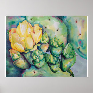 Blooming Cactus Poster