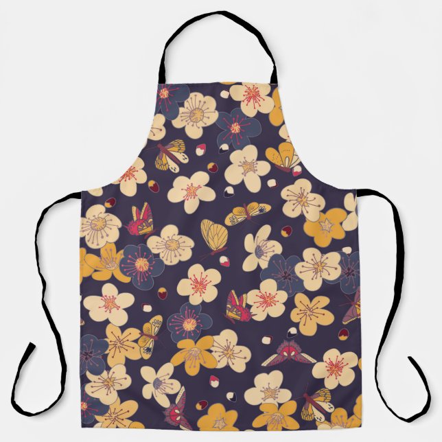 blooming cherry and butterflies seamless pattern.  schürze (Vorderseite)