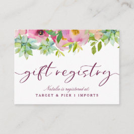 Blooming Chic Floral Brautparty Geschenkkartei Begleitkarte
