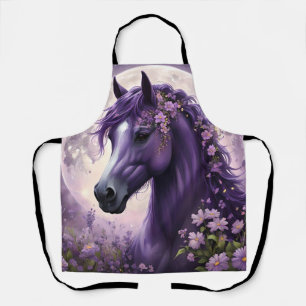 "Blooming Dreams: The Lila Floral Fantasy Horses" Schürze
