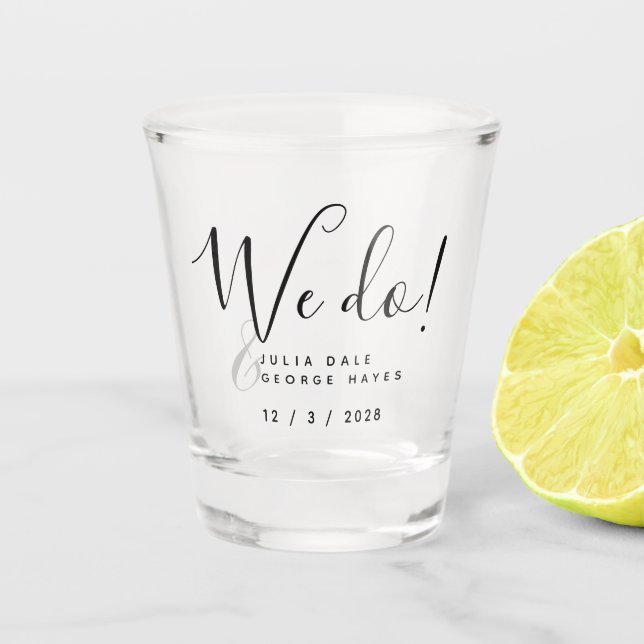 Blooming Elegant Script machen wir GASTGESCHENK HO Schnapsglas (Vorderseite)
